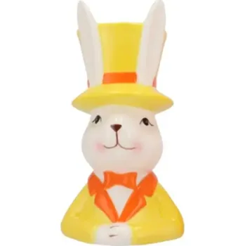 Velikonoční dekorace Textilomanie keramická váza výška 20 cm barva žlutá