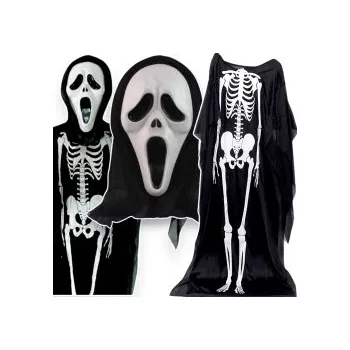 Karnevalový kostým KOSTÝM DUCH KOSTLIVEC + MASKA SKELETOR VOLNÝ KOSTÝM KŘIK