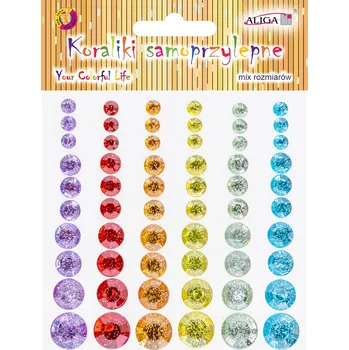 Samolepící dekorace Kamínky samolepící barevné s brokátem na blistru