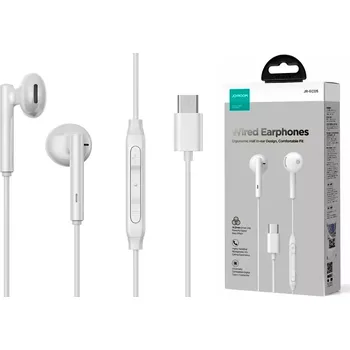 JOYROOM Stereo sluchátka JR-EC05 Bass, USB-C, BÍLÁ - kvalitní značkové příslušenství pro mobilní telefony a jiná zařízení s přenosem zvuku přes konektor Typu-C