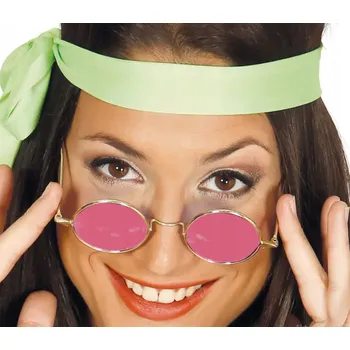 Karnevalový kostým BRÝLE LENONKY RŮŽOVÉ HIPPIE POWER FLOWER NA KARNEVAL, KOSTÝM