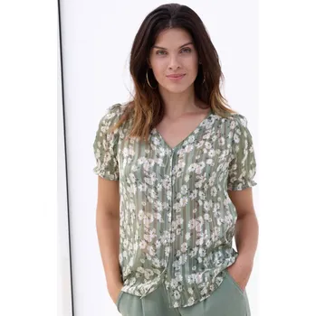 Dámská halenka Halenka s květinovým vzorem khaki/režná 54