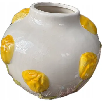 Váza KERAMICKÁ VÁZA ŽLUTÁ - TULIPÁNY