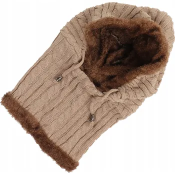 Čepice Zimní jednodílná čepice typu beanie s kulatý šálou a chrániči uší W1