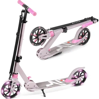 Sport MOVINO Dětská skládací koloběžka s LED kolečky Movino City Light BÉŽOVÁ|RŮŽOVÁ