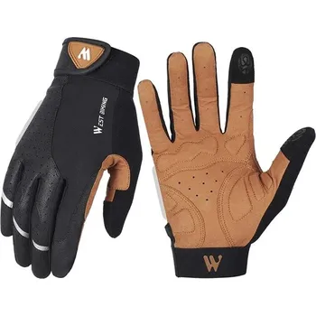 Rukavice WEST BIKING Reflexní celoprstové rukavice M KAŠTANOVÁ