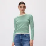 Reserved - Pruhované bavlněné tričko s dlouhým rukávem - zelená - 755GL-77X - 755GL-77X-XL