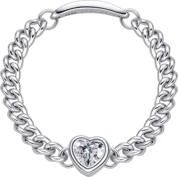 Prsten MOISS Stříbrný řetízkový prsten Třpytivé srdce CZR00011-P 49 mm + 2 měsíce na vrácení zboží