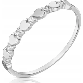 Prsten Prstýnek z bílého zlata se srdíčky a ryzost 585 zirkony