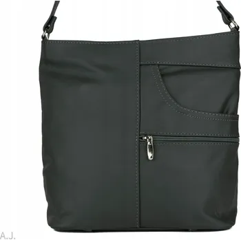 Kožená kabelka přes rameno velká z šedé kůže, prostorná