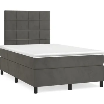 Postel vidaXL Box spring postel s matrací 120x190 cm samet [3269996] Barva: Tmavě šedá
