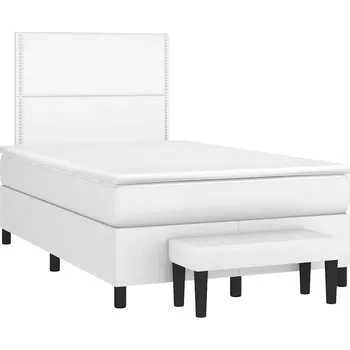 Postel vidaXL Box spring postel s matrací 120x190 cm umělá kůže [3270445] Barva: Bílá