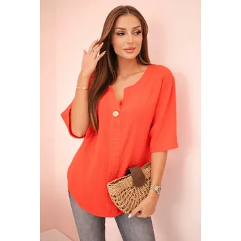 Dámská košile Dámská mušelínová košile s knoflíkem červený UNI