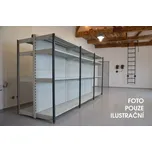 Regál oboustranný kovový – 190 x 1625 x 105 cm – 4 police – se zády – barvený pozink – samonosný – vysoká nosnost – Linde