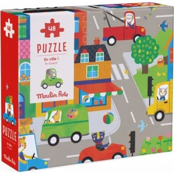 Puzzle MOULIN ROTY Puzzle s lupou Ve městě - 48 pcs