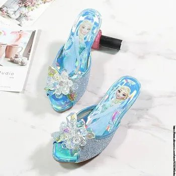 Dětská sálová obuv Frozen (Ledové království) Dívčí pantoflíčky královny Elsy z oblíbené animované pohádky "Frozen" na nízkém podpadku Barva: modrá, Velikost EUR: 34