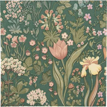 Papírový kapesník Zelené papírové ubrousky s květinovým motivem 20 ks – 33x33 cm