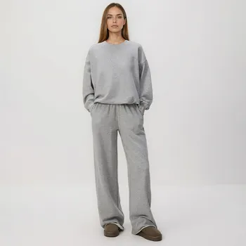 Dámské kalhoty Reserved - Tepláky s širokými nohavicemi - světle šedá - 002HT-09M - 002HT-09M-XL