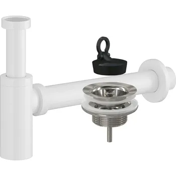 Sifon CERANO - Sifon umyvadlový - plast - DN40/300mm - bílá lesklá s výpustí - nerez