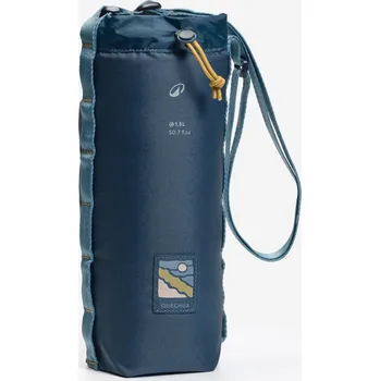 QUECHUA Termoobal na turistickou láhev až 1,5 l s popruhem a kapsou MODRÁ|ZELENÁ