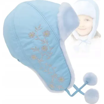 Čepice W147A DĚTSKÁ ZIMNÍ ČEPICE UŠANKA MODRÁ