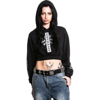 Dámská mikina mikina s kapucí dámské - FREE MIND CROP - AFFLICTION - AWV29152-BKHL