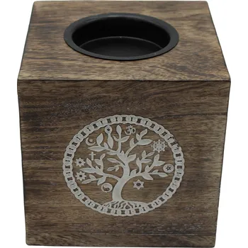Aroma lampa AWM Čtvercová Aroma Lampa z Mangového Dřeva - Strom Života 1ks
