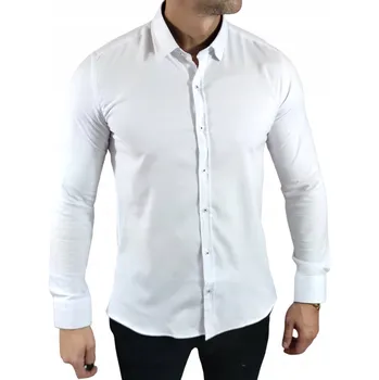Pánská košile Bílá košile slim fit, klasický střih Oxford EGO03 - M