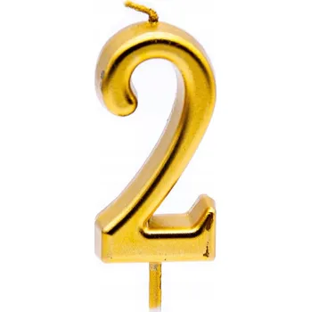 Dortová svíčka ZLATÁ SVÍČKA na dort Elegantní narozeninový jubilejní dort ČÍSLICE 2