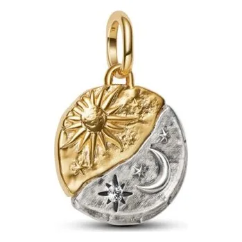 Přívěsek Zlacený medailonový přívěsek PANDORA Slunce a měsíc 763977C01