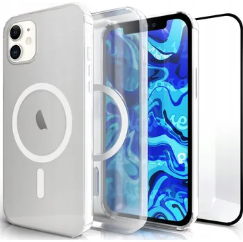 Pouzdro na mobilní telefon Pouzdro Magsafe pro iPhone 11 (průhledné, magnetické, pancéřové) + Sklo