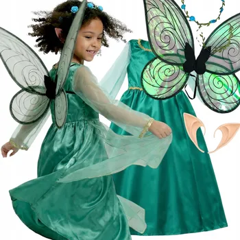 Karnevalový kostým KOSTÝM ELFA VÍLY šaty křídla věnec ouška víla L 120-130