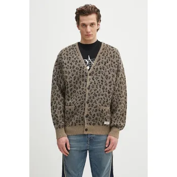Dámský svetr Vlněný kardigan Wacko Maria Leopard Mohair, XL, hnědá, 98X