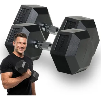 Potažené/pogumované jednoruční činky s pevnou váhou XTREXO 1x 20 kg