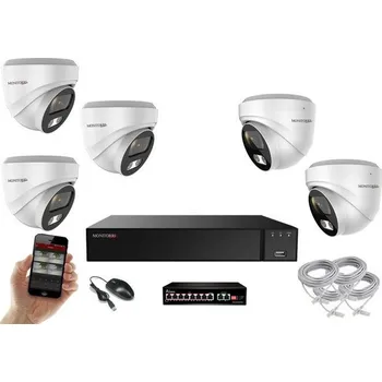 Kompletní kamerový systém MS AI IP 5 kamerový set se switchem 5 Mpix WDome (6370K5B) (Monitorrs Security)