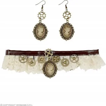 Náhrdelník Steampunk sada: náhrdelník + náušnice, krajkový motiv kola