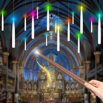 Hračka pro nejmenší LZ-LQ Sada 12 plovoucích barevných LED svíček, s kouzelnou hůlkou