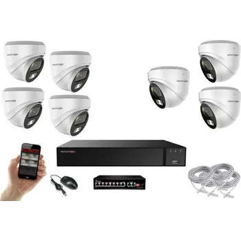 Kompletní kamerový systém MS AI IP 7 kamerový set se switchem 5 Mpix WDome (6370K7B) (Monitorrs Security)