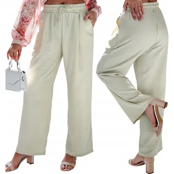 Dámské kalhoty Dámské olivové kalhoty široké nohavice s vysokým pasem UY2661 - L