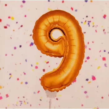 Balónek Fóliový balónek s tyčinkou 36 cm Zlatá Číslice 0