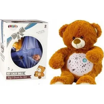 plyšák Plyšový Medvídek Uspávač Světla Zvuky Noční a Denní Režim Hnědý