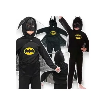 Karnevalový kostým BATMAN KOSTÝM PRO CHLAPCE PLÁŠŤ MASKA 4v1 KOSTÝM NA PÁRTY velikost 110-122