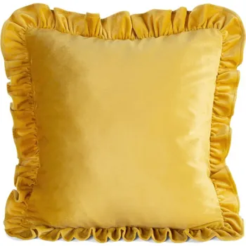 Povlak na polštářek Sametové povlak na polštář s volány BRENDA 45x45cm hořčice žlutá