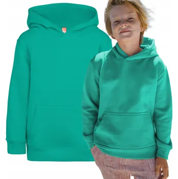 Chlapecká mikina Sportovní tepláková bluza dziecięca z kapturem a kapsou, světle zelená, velikost 128-134