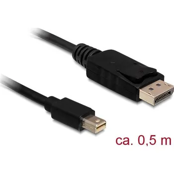 Audio kabel Delock Mini-DisplayPort / DisplayPort kabelový adaptér Mini DisplayPort konektory, Konektor DisplayPort 0.50 m černá 83984 pozlacené kontakty Kabel DisplayPort