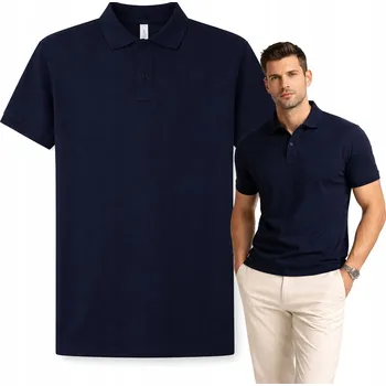 Pánské tričko Pánská Polokošile Tmavě Modré Bavlněné s Límcem, Velikost S