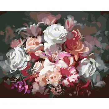 Dětské zboží Diamantové malování Diamondi - MIX BAREVNÝCH KVĚTIN, 40x50 cm, vypnuté plátno na rám