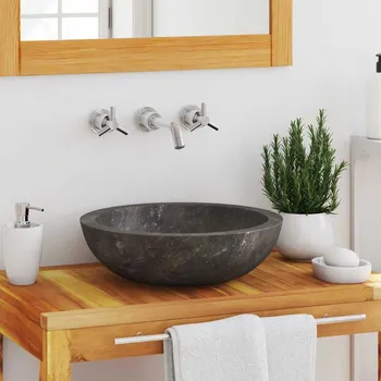 Umyvadlo Umyvadlo šedé Ø 40 x12 cm mramor - 8720286300688