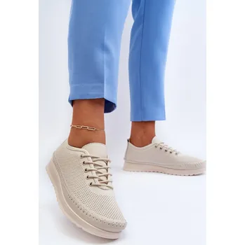 Dámské tenisky Kožené Sportovní Dámské Tenisky Lalnai Barva: Béžová, Velikost: 38