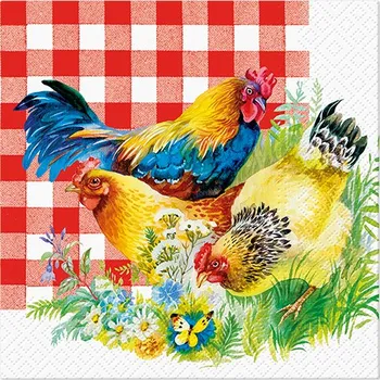 Papírový kapesník Paw Ubrousky PAW Dekor L (20ks) Chicken Couple 616718